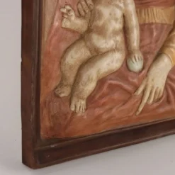 Sculpture ancienne Vierge Marie Italie '900 peinture bas-relief en plâtre