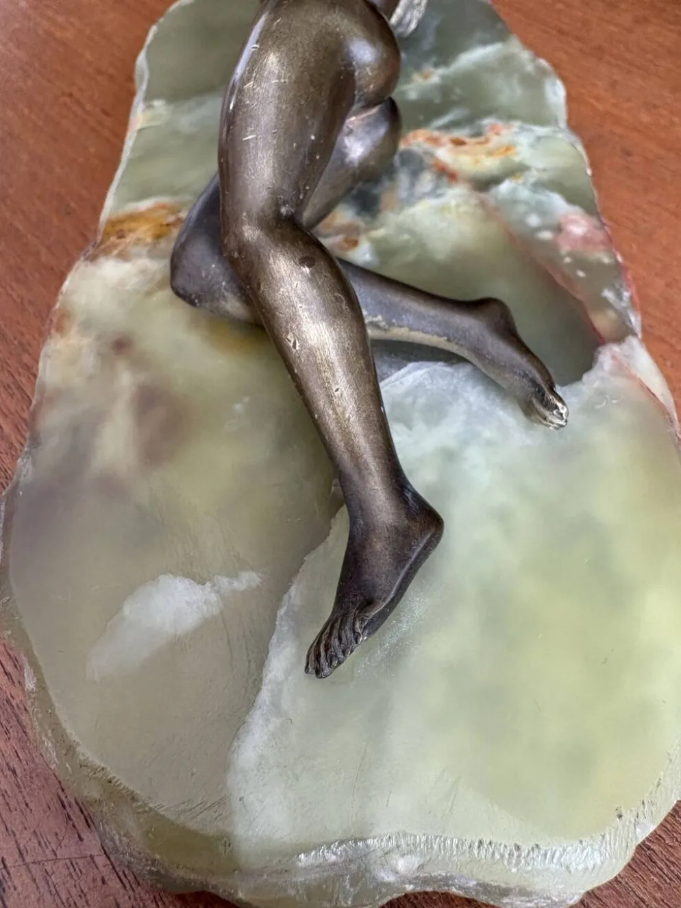 Sculpture Art Deco nu féminin bronze et socle onyx