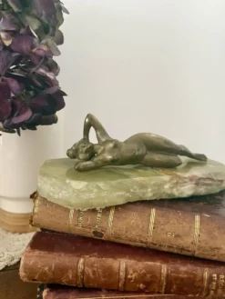 Sculpture Art Deco nu féminin bronze et socle onyx