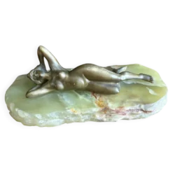 Sculpture Art Deco nu féminin bronze et socle onyx
