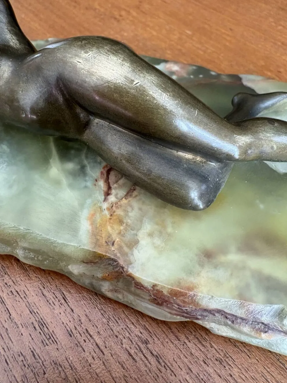 Sculpture Art Deco nu féminin bronze et socle onyx