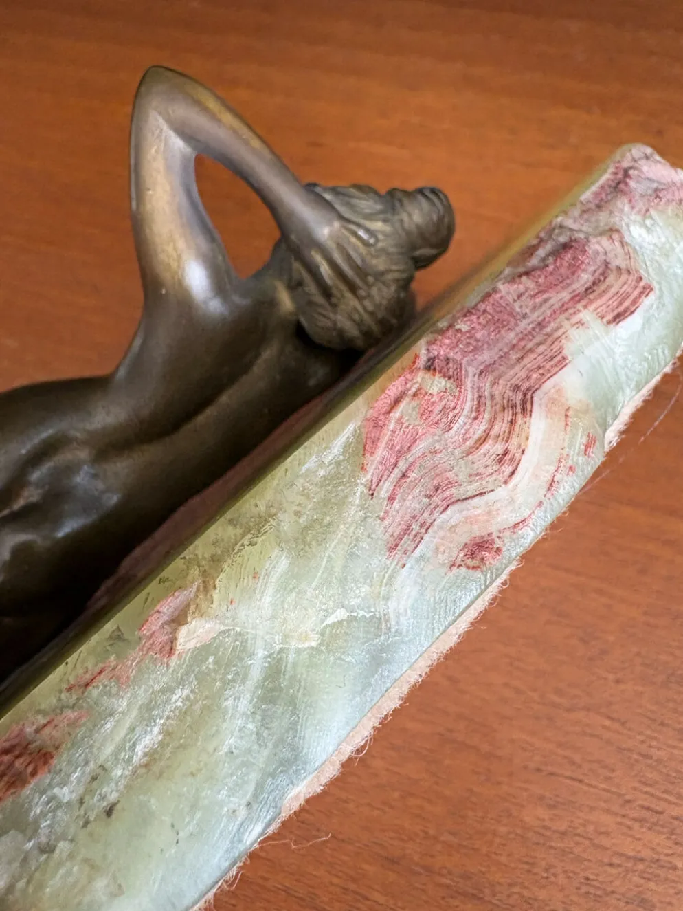 Sculpture Art Deco nu féminin bronze et socle onyx