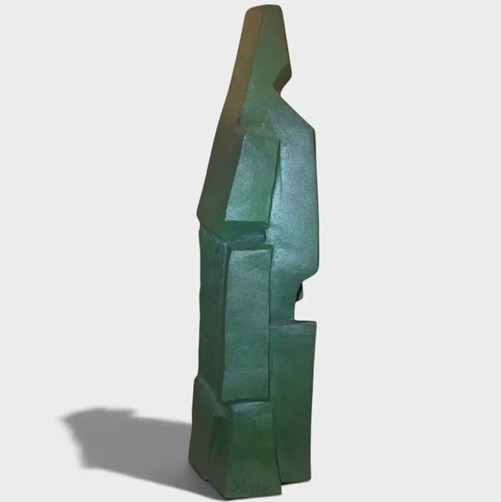 Sculpture cubiste « Bronze Vert » – Jean Pheghé (Circa 1950)