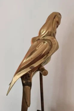 Sculpture décorative en laiton massif représentant un perroquet, années 1970, Palm Beach/Hollywood Regency