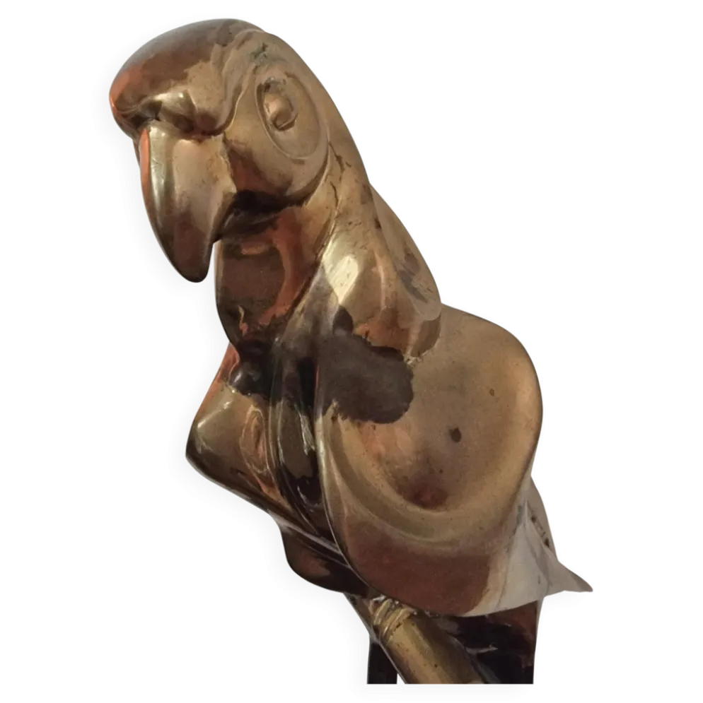 Sculpture décorative en laiton massif représentant un perroquet, années 1970, Palm Beach/Hollywood Regency