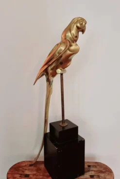 Sculpture décorative en laiton massif représentant un perroquet, années 1970, Palm Beach/Hollywood Regency