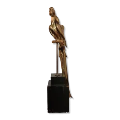 Sculpture décorative en laiton massif représentant un perroquet, années 1970, Palm Beach/Hollywood Regency