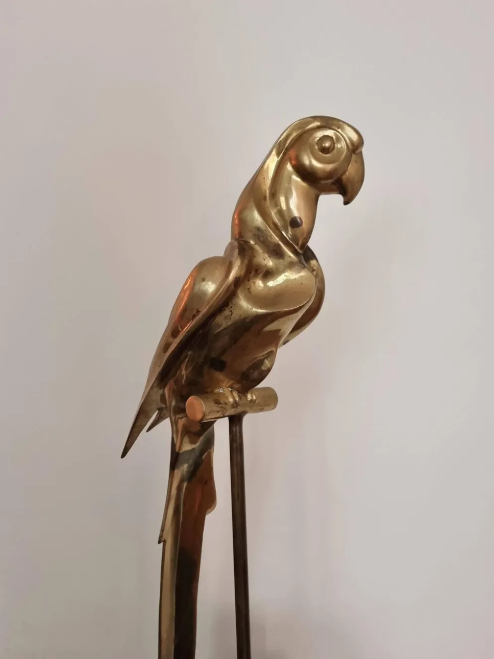 Sculpture décorative en laiton massif représentant un perroquet, années 1970, Palm Beach/Hollywood Regency
