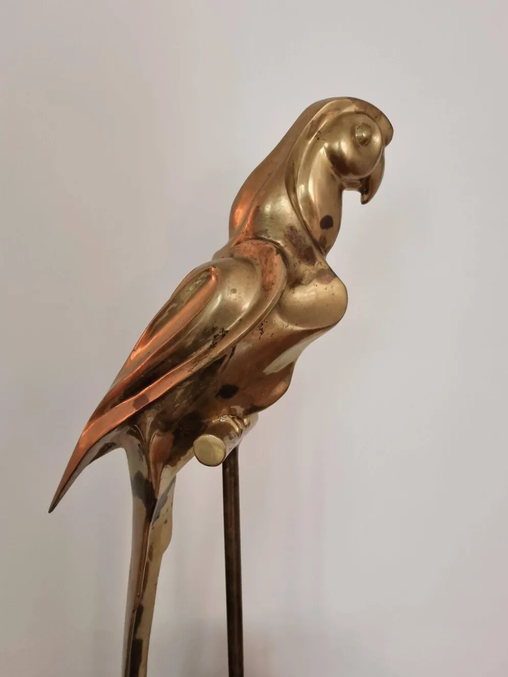 Sculpture décorative en laiton massif représentant un perroquet, années 1970, Palm Beach/Hollywood Regency