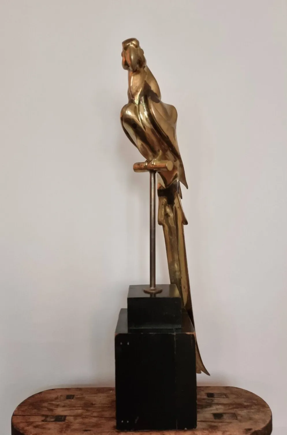 Sculpture décorative en laiton massif représentant un perroquet, années 1970, Palm Beach/Hollywood Regency