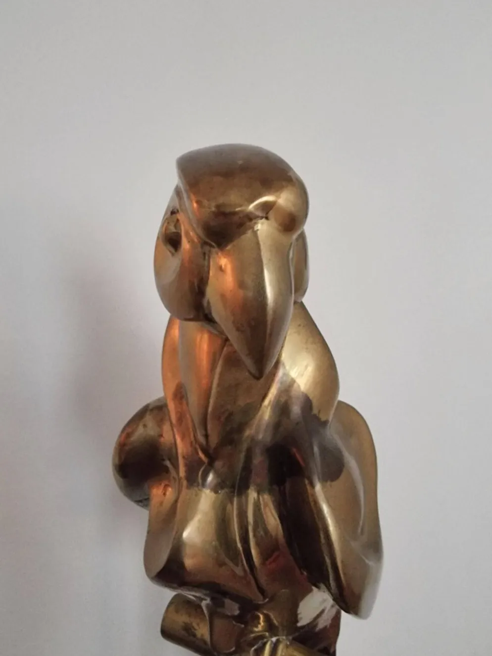 Sculpture décorative en laiton massif représentant un perroquet, années 1970, Palm Beach/Hollywood Regency