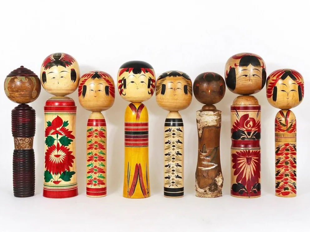 Sculpture de poupée Kokeshi décorative du nord du Japon, peinte à la main, signée