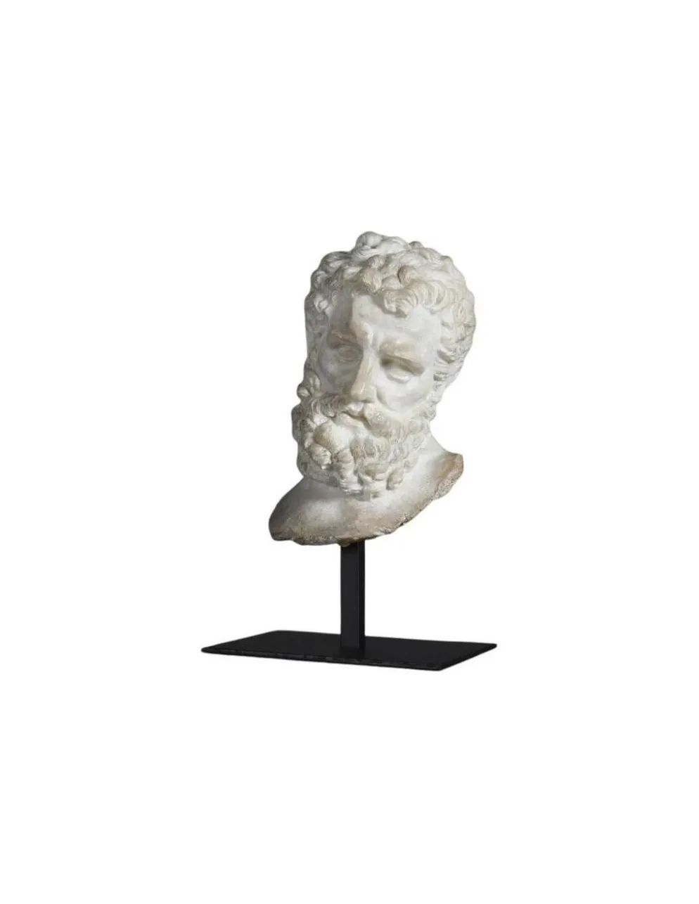 Sculpture de Tête d'Hercule, petite taille, en résine et socle en métal.