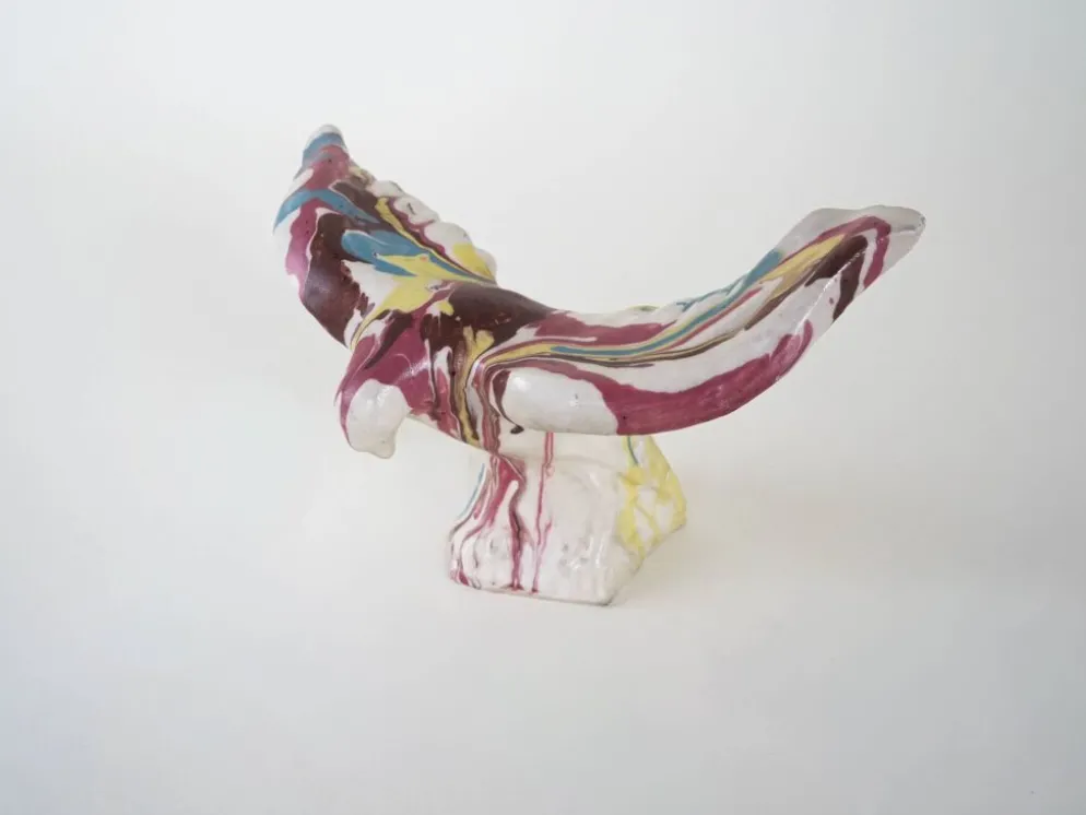Sculpture d'oiseau en céramique, design italien, années 1970, fabricant : F. Ferroni