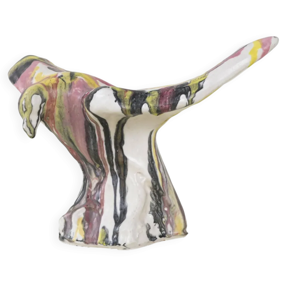 Sculpture d'oiseau en céramique, design italien, années 1970, fabricant : F. Ferroni