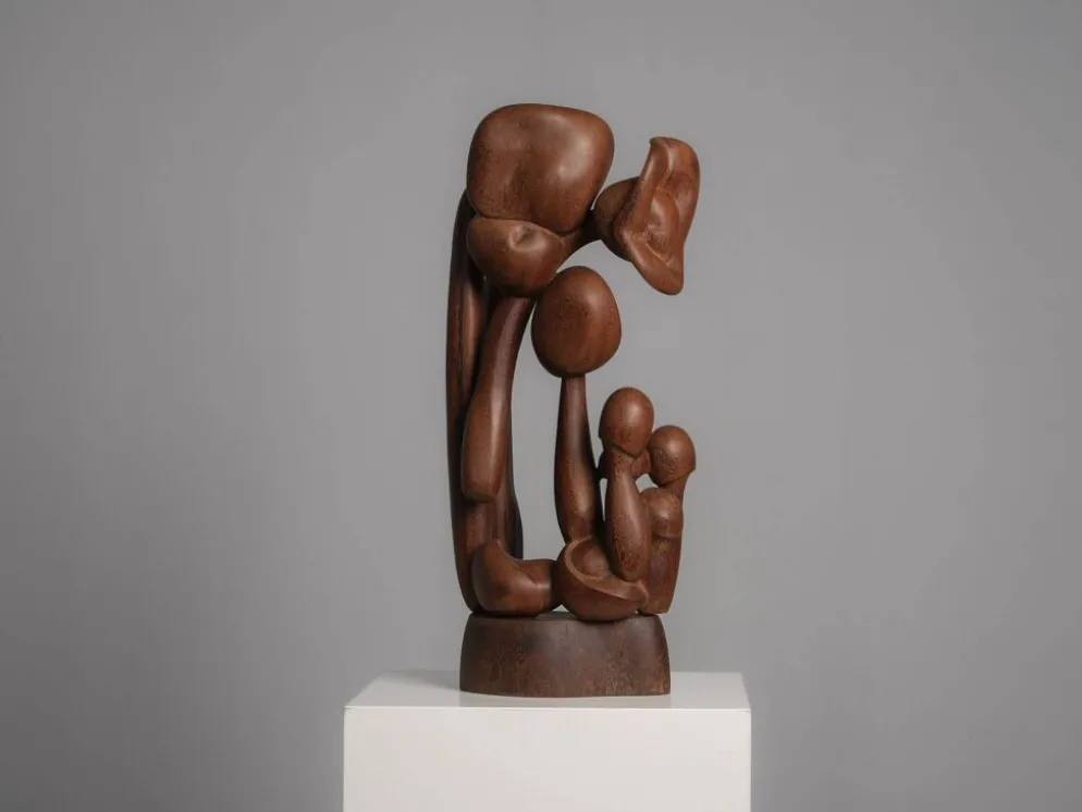Sculpture en bois floral organique, Pays-Bas, années 1970
