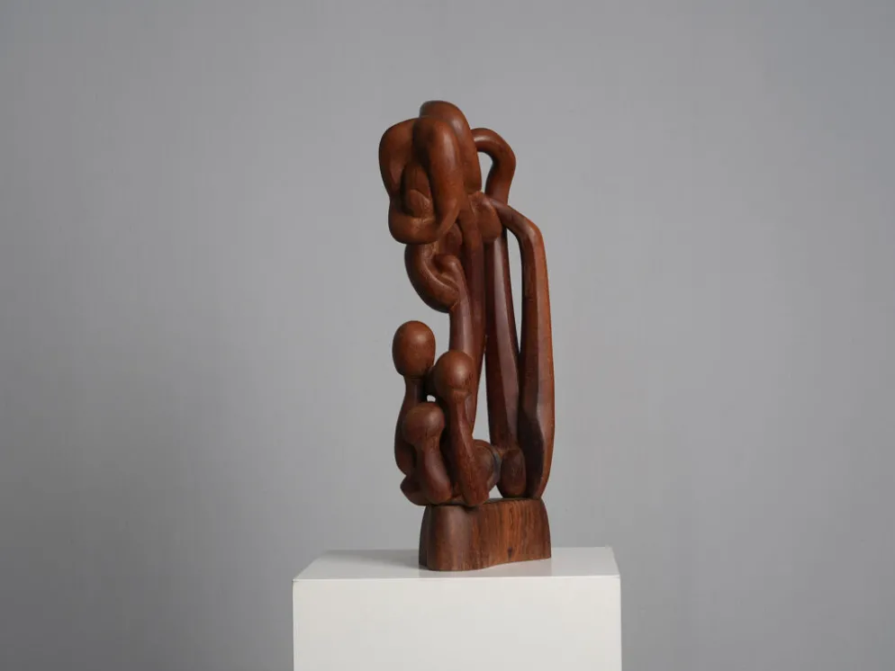 Sculpture en bois floral organique, Pays-Bas, années 1970