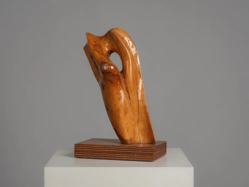 Sculpture en bois organique par H. Hinfelaar, Pays-Bas, années 1980.