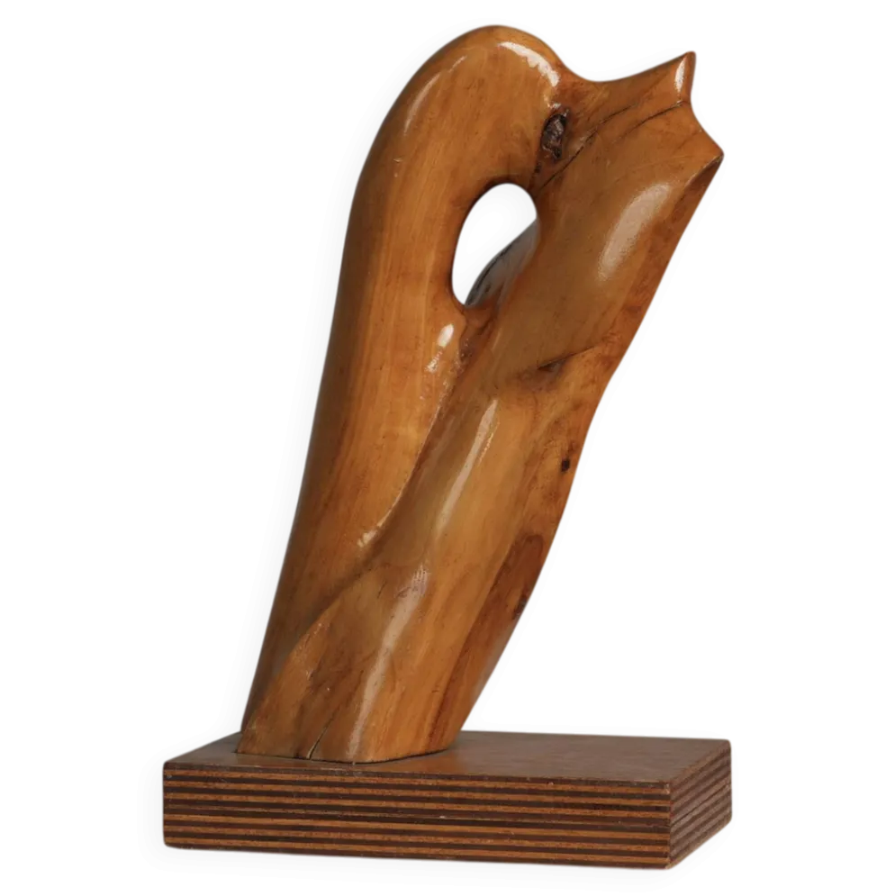 Sculpture en bois organique par H. Hinfelaar, Pays-Bas, années 1980.