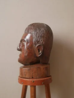 Sculpture en bois tête Kanak Nouvelle Calédonie objet fait main visage marotte ethnique tribal