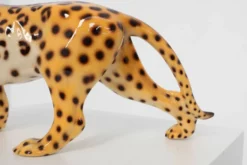 Sculpture en céramique léopard peinte à la main par Giovanni Rozan, Italie vers 1950