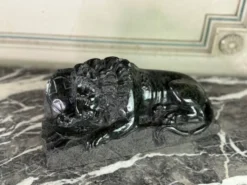 Sculpture en marbre vert serpentine, le lion de Lucerne d’après Bertel Thorvaldsen vers 1880