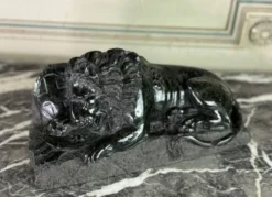 Sculpture en marbre vert serpentine, le lion de Lucerne d’après Bertel Thorvaldsen vers 1880