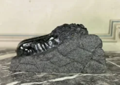 Sculpture en marbre vert serpentine, le lion de Lucerne d’après Bertel Thorvaldsen vers 1880