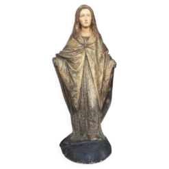 Sculpture en terre cuite représentant la Madone, Rome, XVIIe siècle, h. 140 cm.