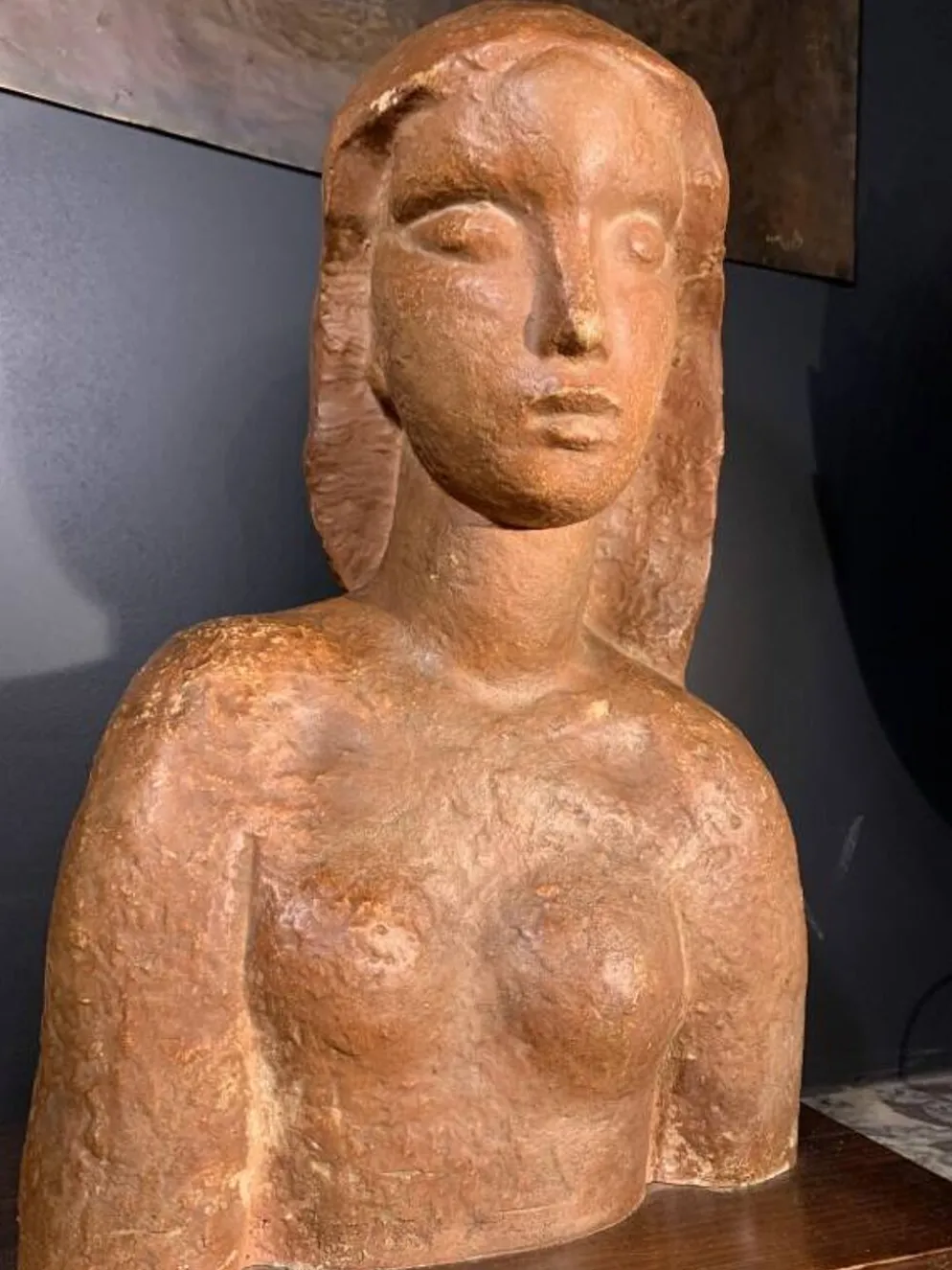 Sculpture expressionniste Art Déco "Buste Femme nue", 1940