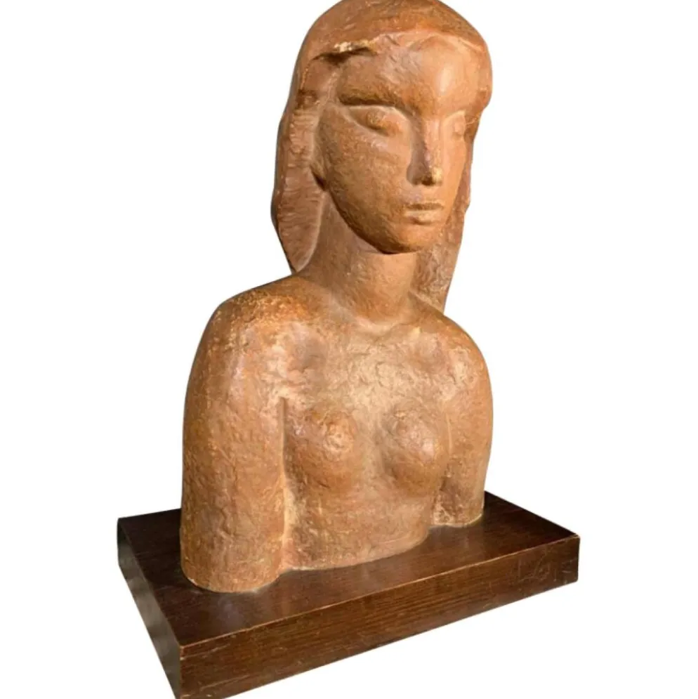 Sculpture expressionniste Art Déco "Buste Femme nue", 1940