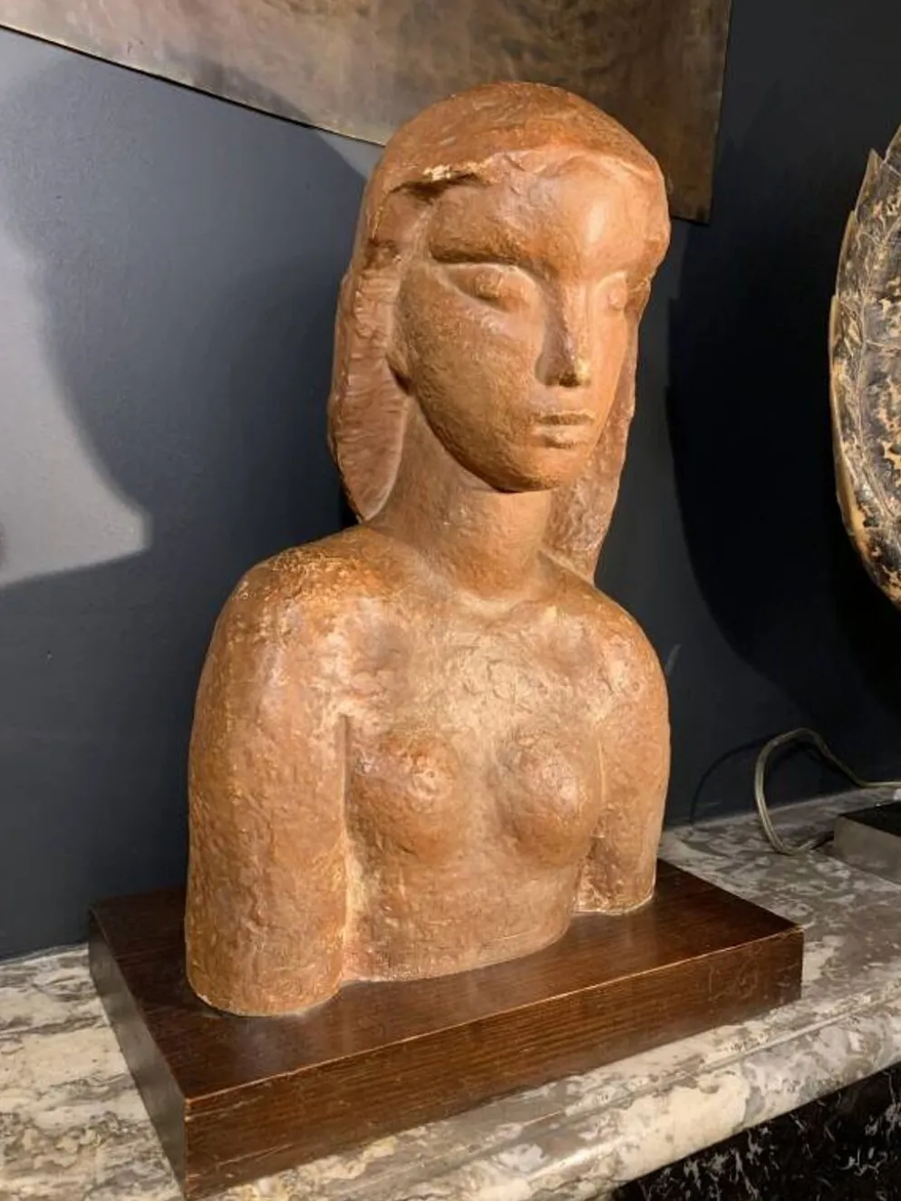 Sculpture expressionniste Art Déco "Buste Femme nue", 1940