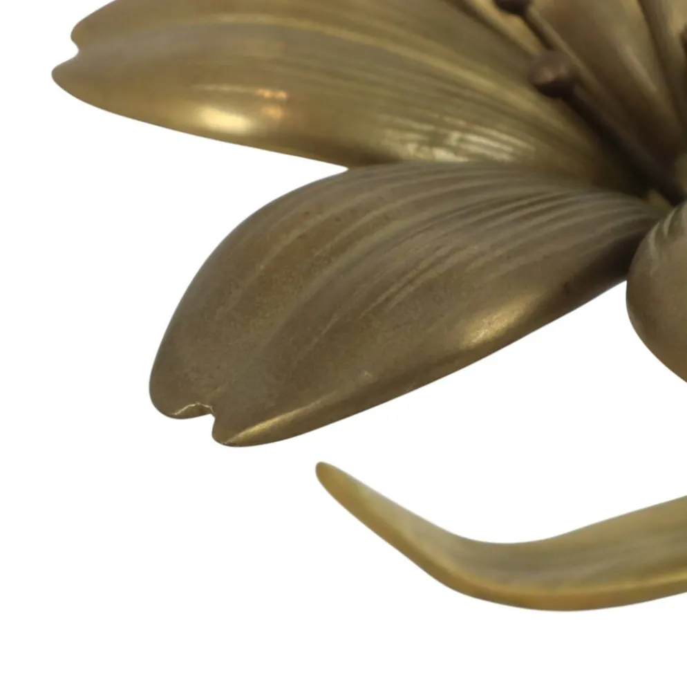 Sculpture figurine cendrier en laiton fleur de lys du milieu du siècle