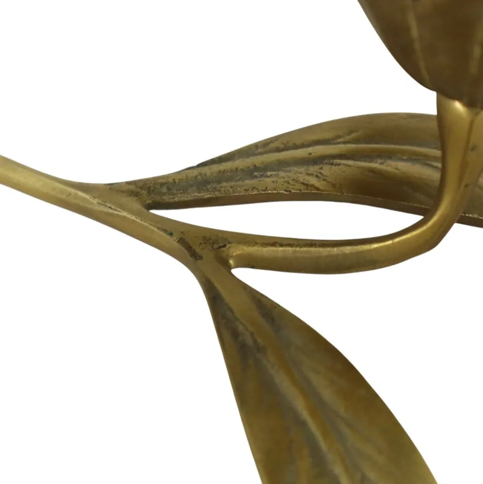 Sculpture figurine cendrier en laiton fleur de lys du milieu du siècle