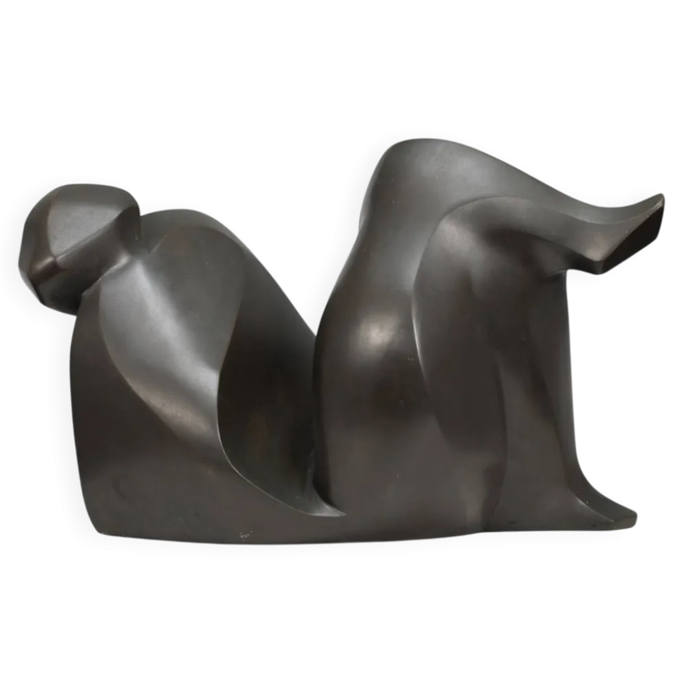 Sculpture féminine abstraite en bronze par Francine Govers, années 1990.