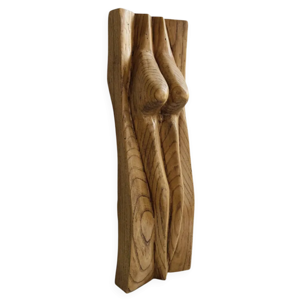 Sculpture féminine stylisée vintage années 1960 aux formes organiques