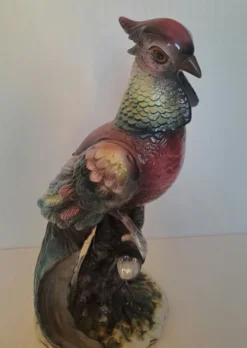 Sculpture grand coq faisan en faïence Capodimonte