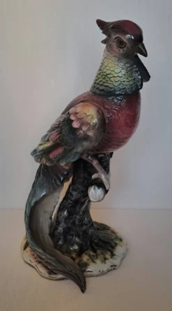 Sculpture grand coq faisan en faïence Capodimonte
