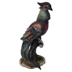 Sculpture grand coq faisan en faïence Capodimonte
