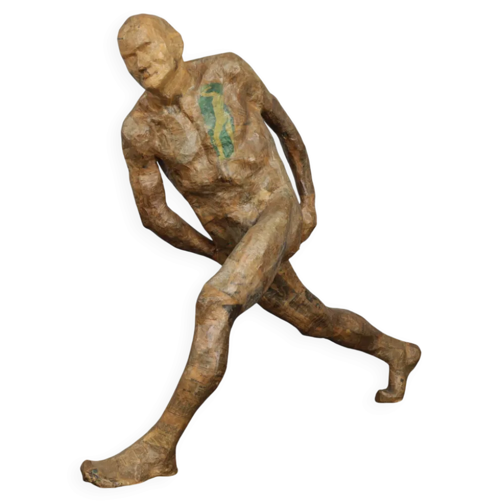 Sculpture grandeur nature « Figure en course » par Karol Broniatowski, 1972