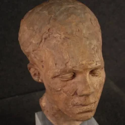 Sculpture italienne en terre cuite avec socle en marbre