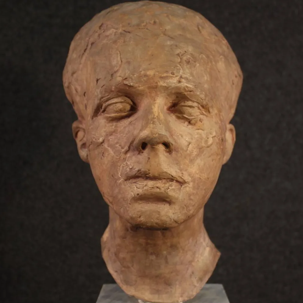 Sculpture italienne en terre cuite avec socle en marbre