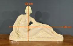Sculpture « Jeune femme parmi les fleurs », Odyv, Manufacture Berlot-Mussier, Art Déco