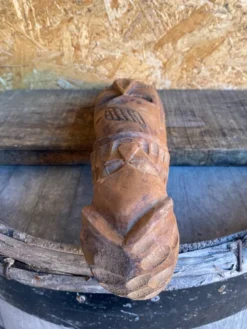 Sculpture Masque Africain Artisanal Bois Sculpté Vintage #D882