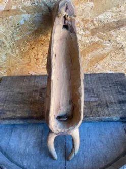 Sculpture Masque Africain Artisanal Bois Sculpté Vintage #D882