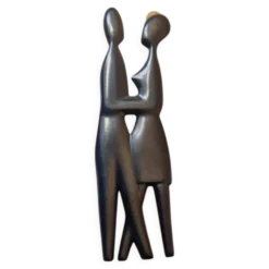 Sculpture murale en bois des années 1970, amoureux du milieu du siècle