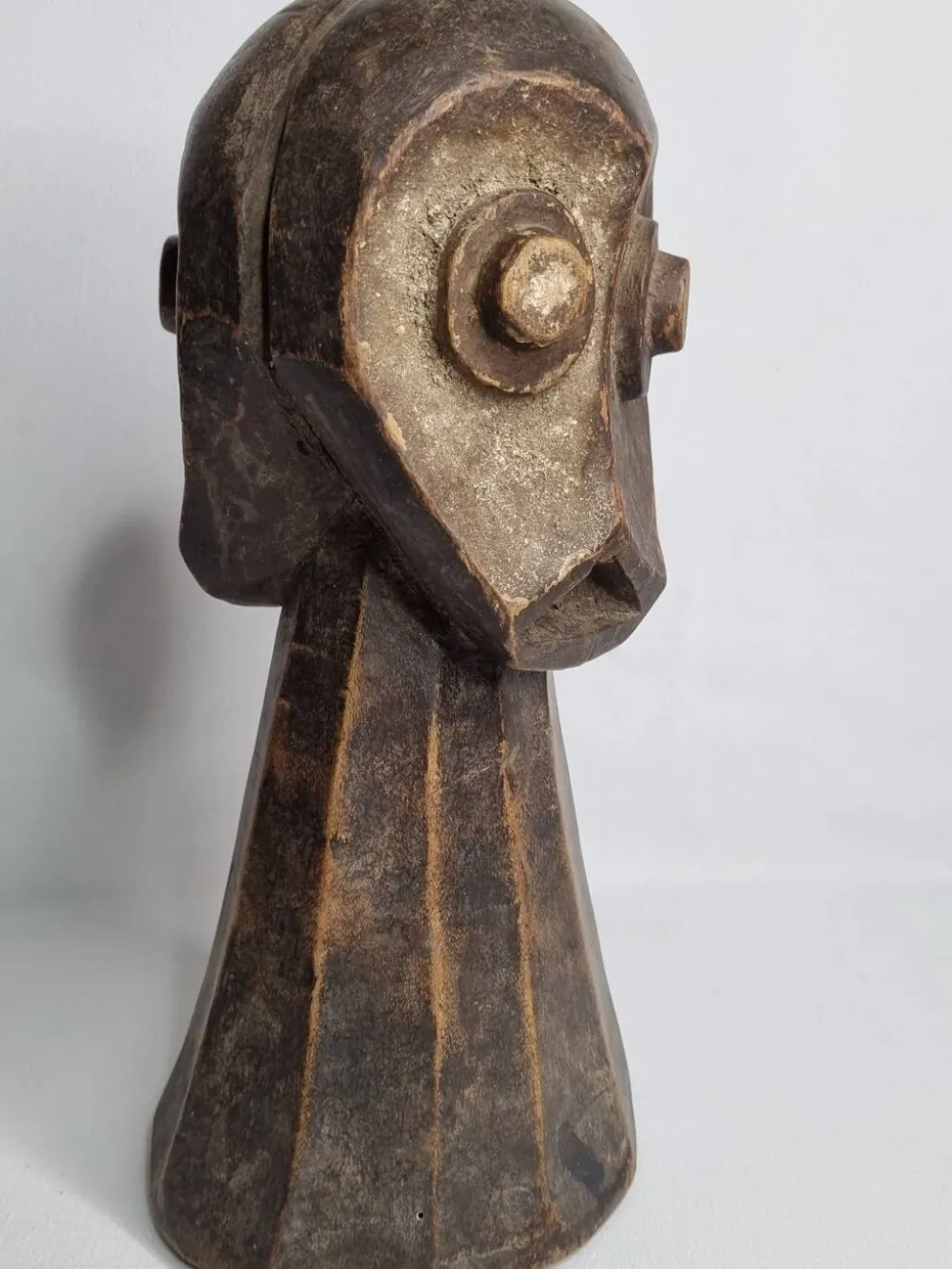 Sculpture tribale en bois, art rituel africain, Tête Kalunga Bembe, 31 cm