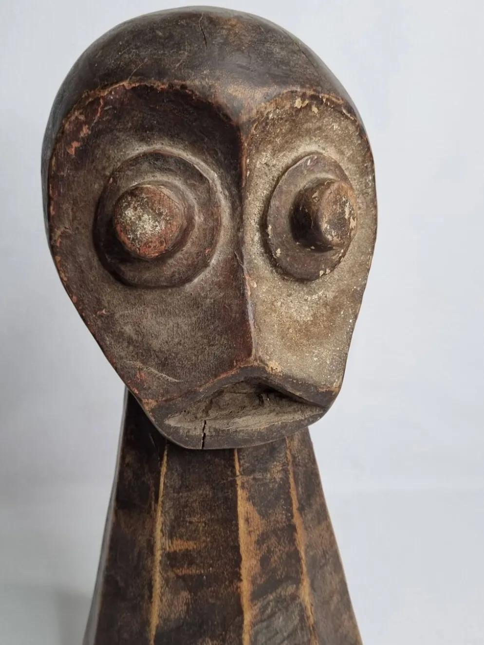 Sculpture tribale en bois, art rituel africain, Tête Kalunga Bembe, 31 cm