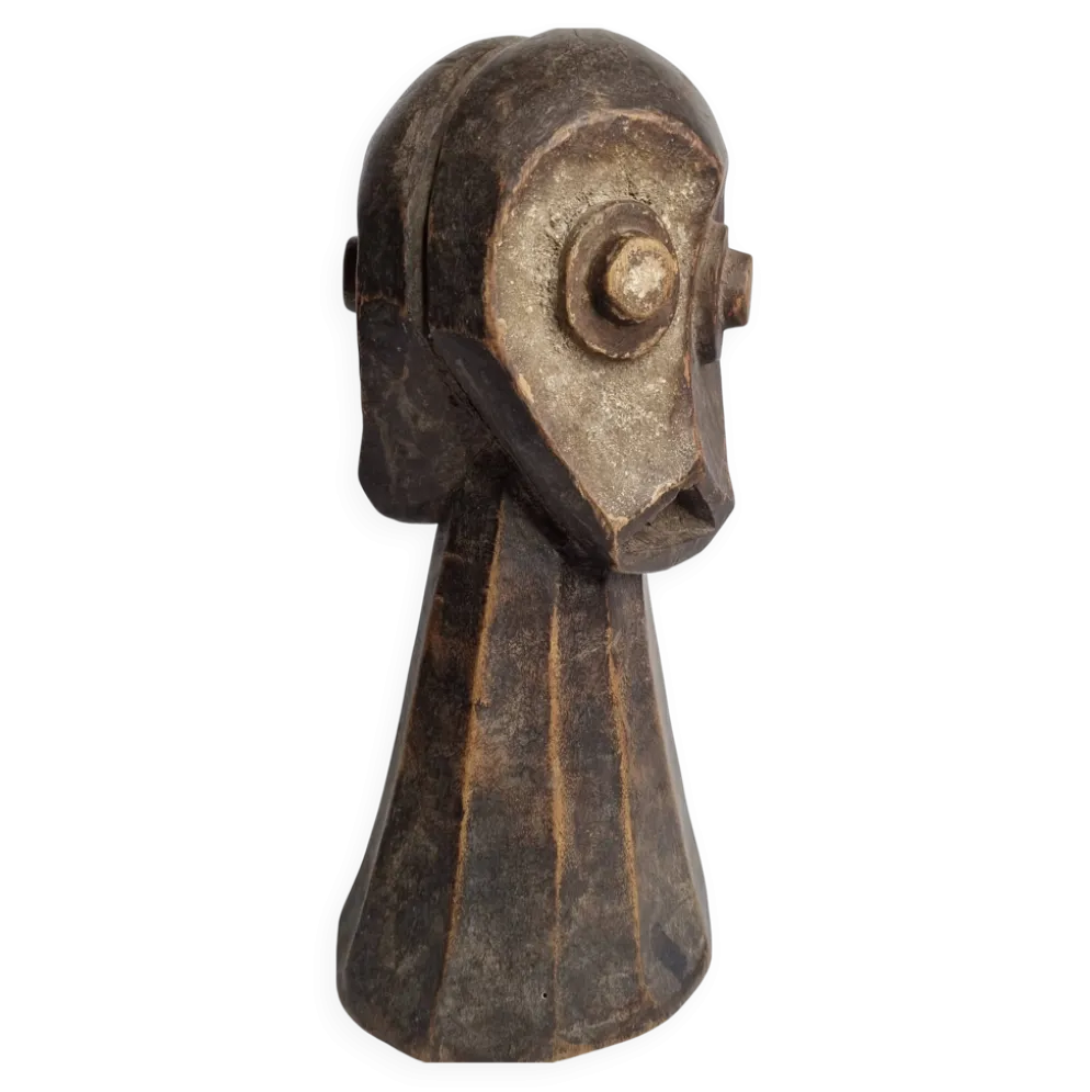 Sculpture tribale en bois, art rituel africain, Tête Kalunga Bembe, 31 cm