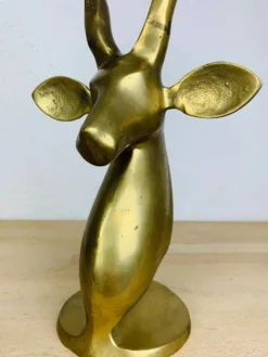 Sculpture tête d'antilope laiton format XXL, vintage